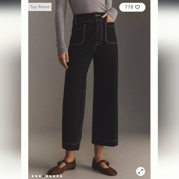 The Colette Cropped Wide-Leg Pants by Maeve: Ponte Contrast...